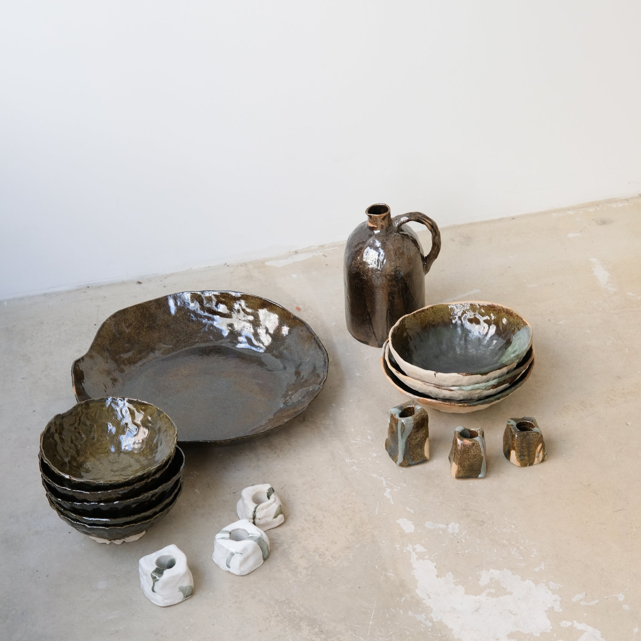 Bol en grès D 19cm - Vert et bleu d'Estudio Vernis chez Brutal Ceramics