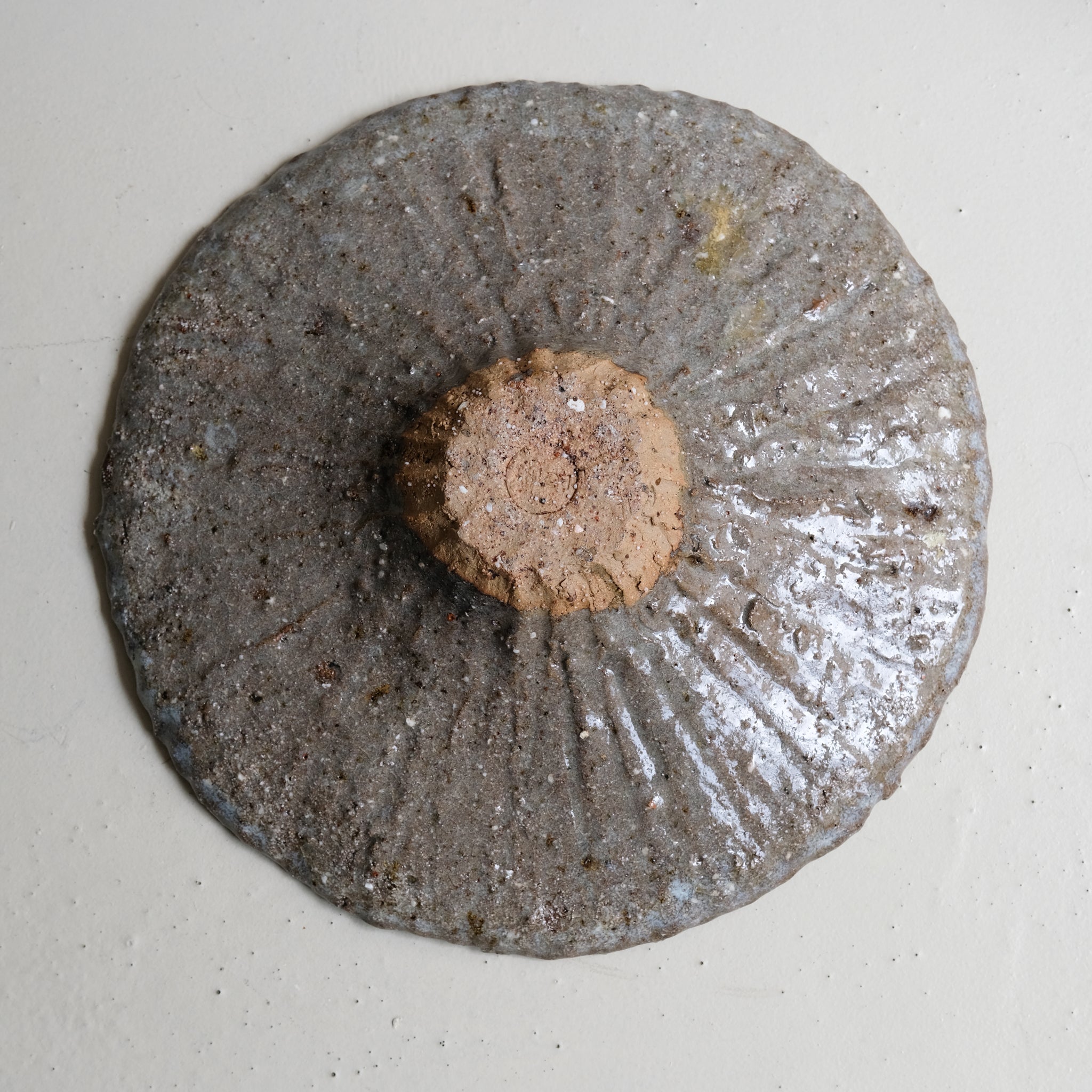 Plat en terre recoltée D 33cm - gris brillant de Potry chez Brutal Ceramics