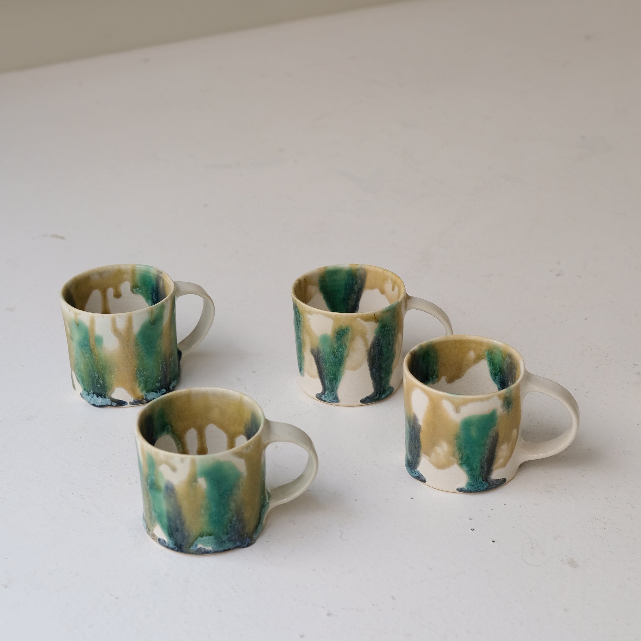 Tasse en grès 170ml - bleu, vert, ocre