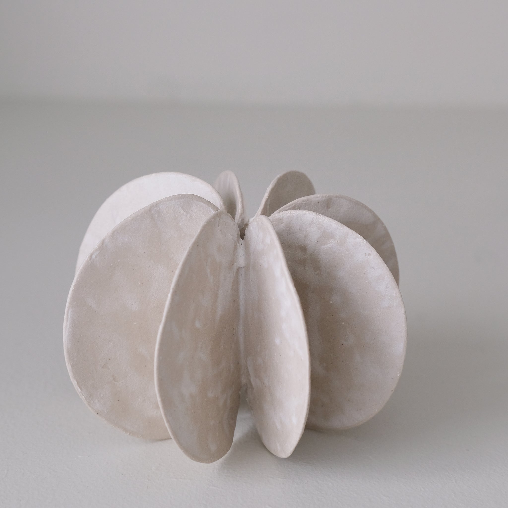 Objet Petale M en grès blanc D 11cm - blanc mat de Motoko Saigo chez Brutal