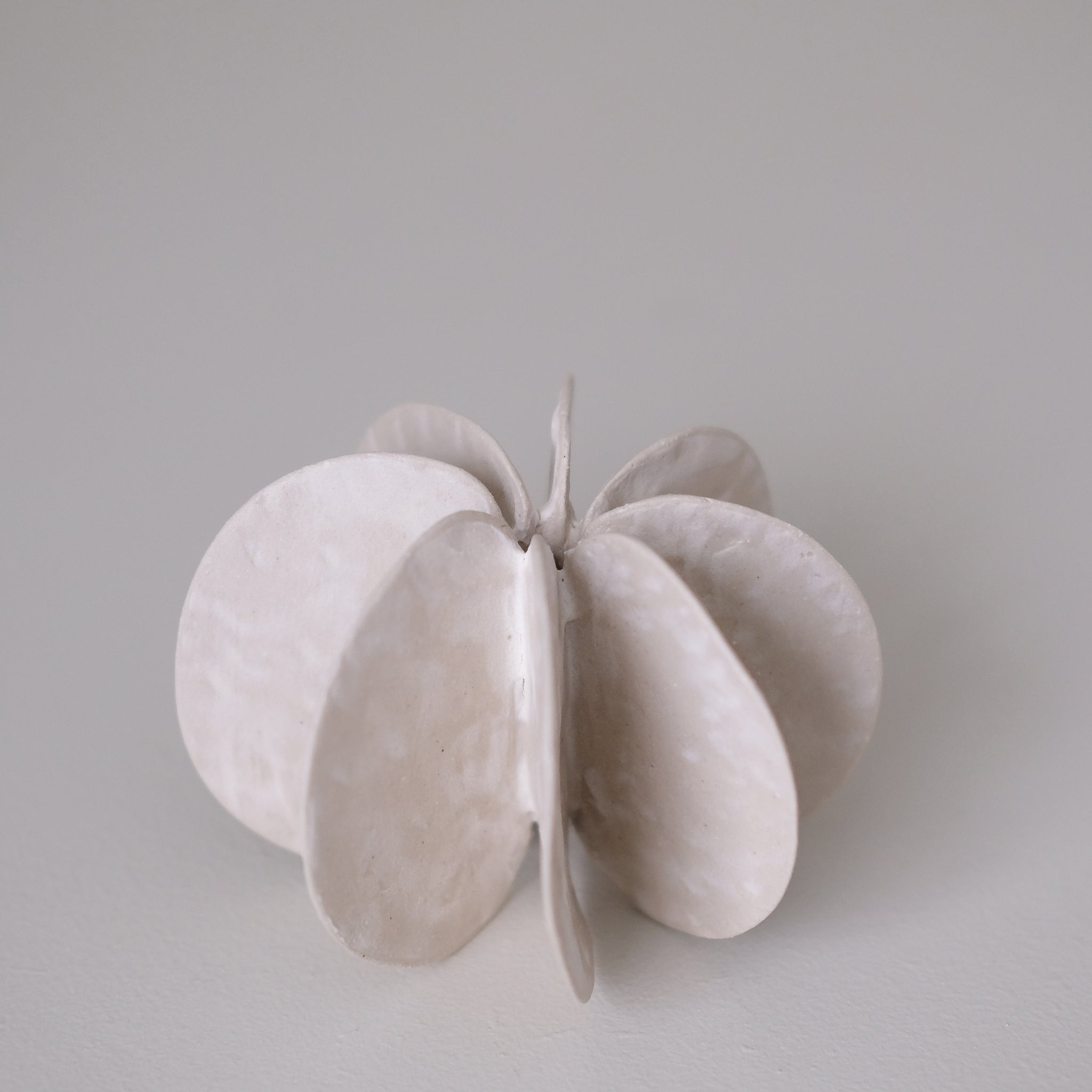 Objet Petale M en grès blanc D 11cm - blanc mat de Motoko Saigo chez Brutal
