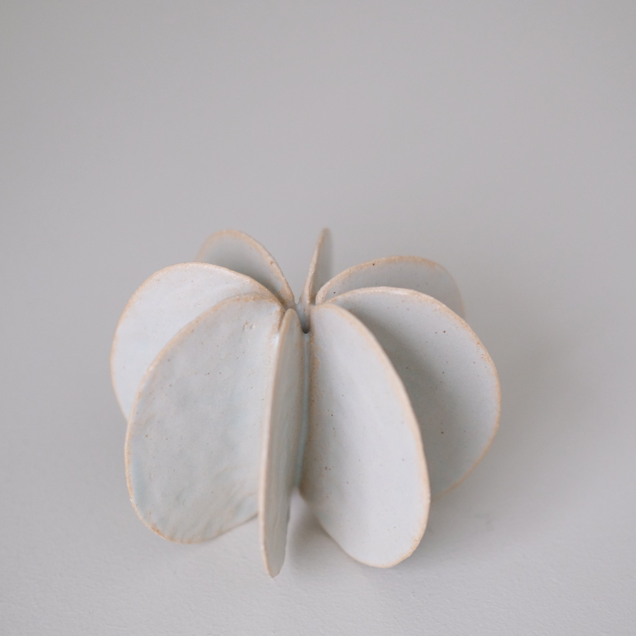 Objet Petale L en grès blanc D 12cm - Céladon de Motoko Saigo chez Brutal Ceramics