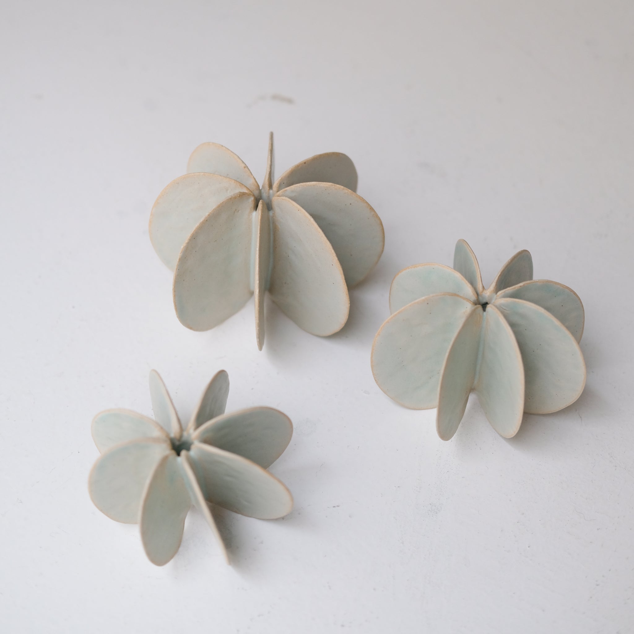 Objet Petale S en grès blanc D 9cm - Céladon de Motoko Saigo chez Brutal Ceramics