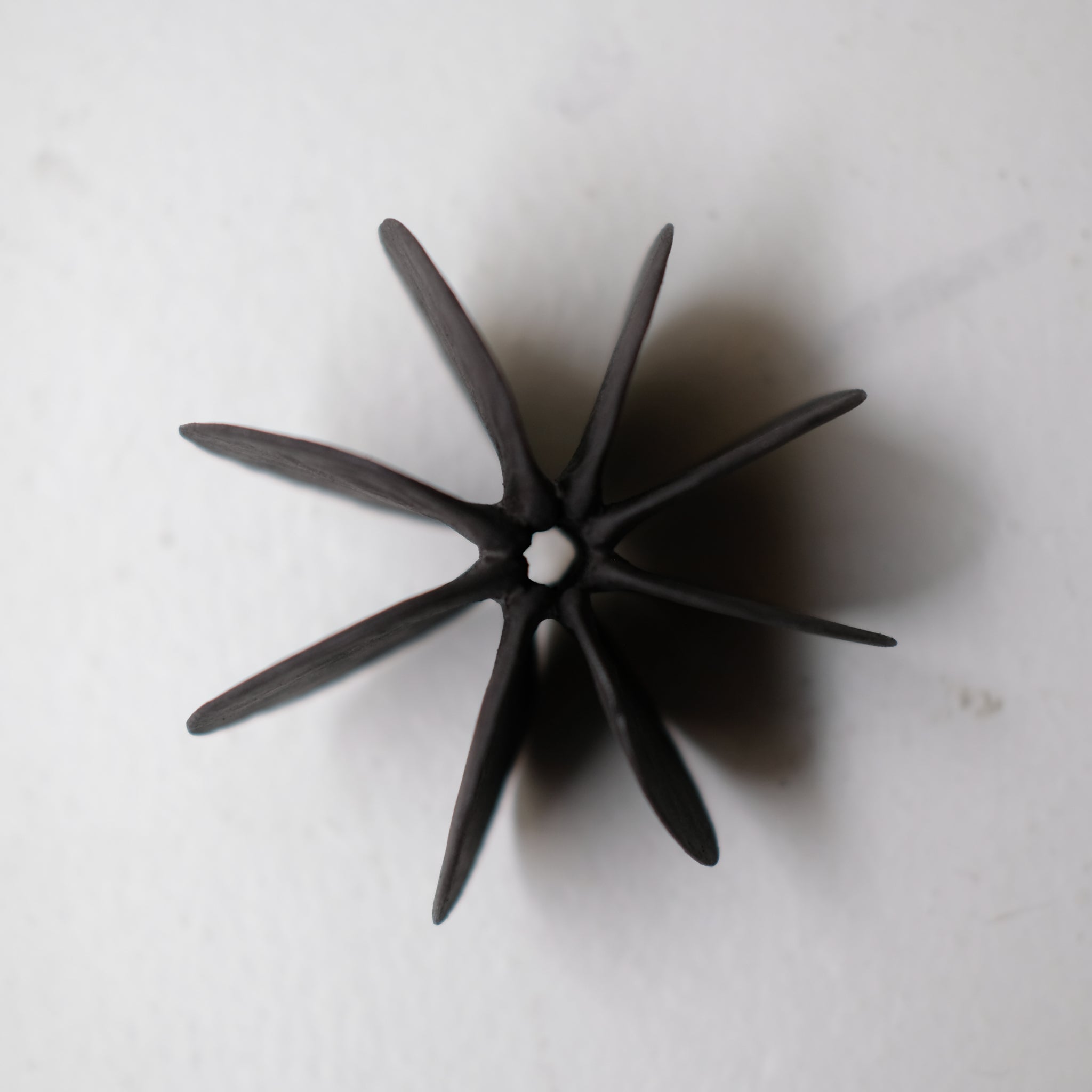 Objet Petale M en grès noir D 10cm - Noir mat de Motoko Saigo chez Brutal Ceramics