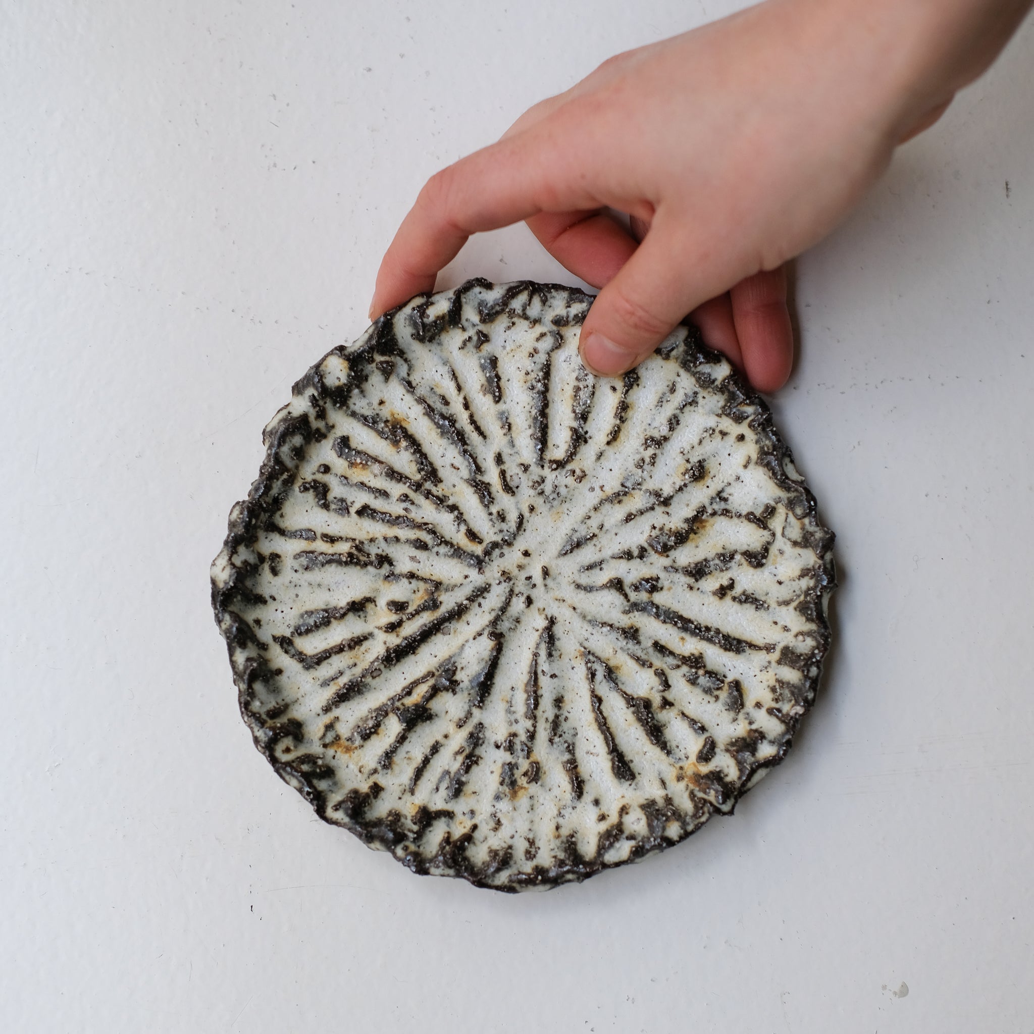 Assiette en terre recoltée D 16cm - blanc mat de Potry chez Brutal Ceramics