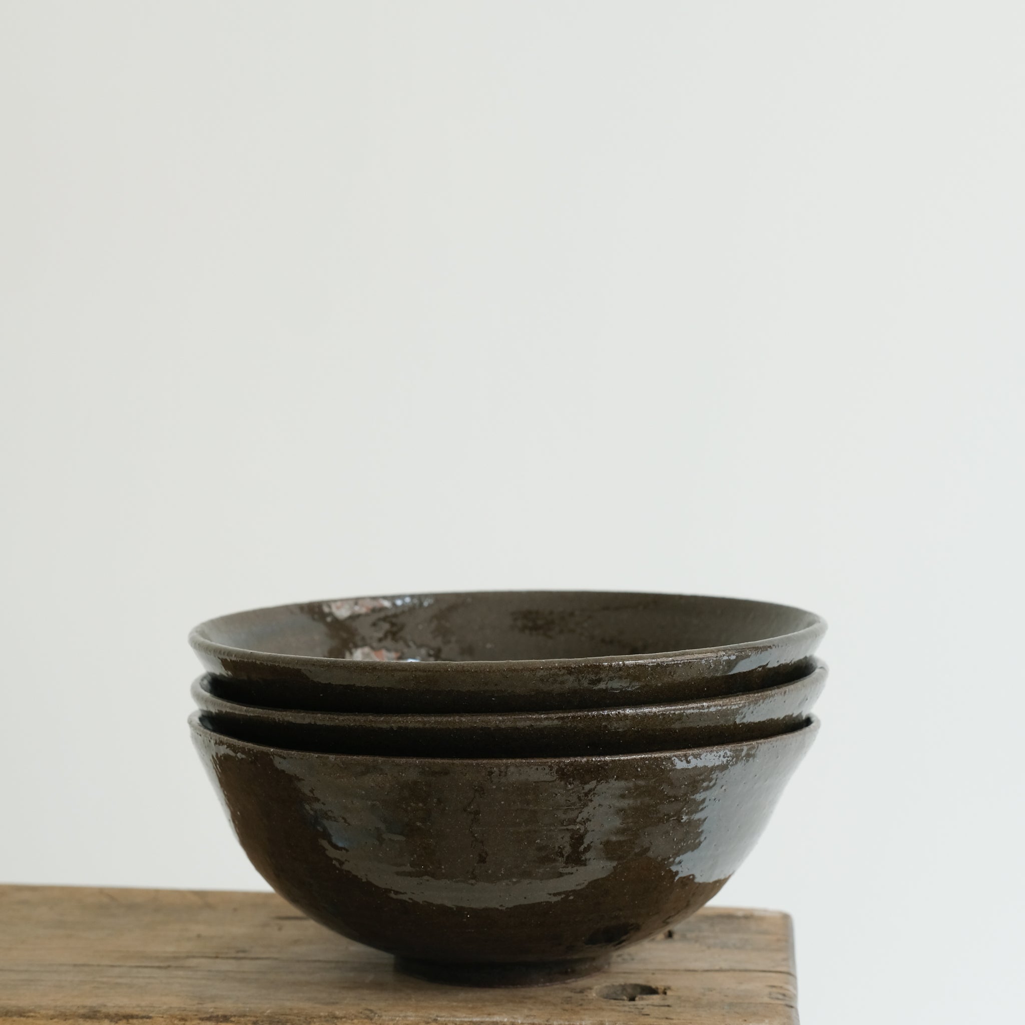 Red stoneware bowl D 19cm - Dark green