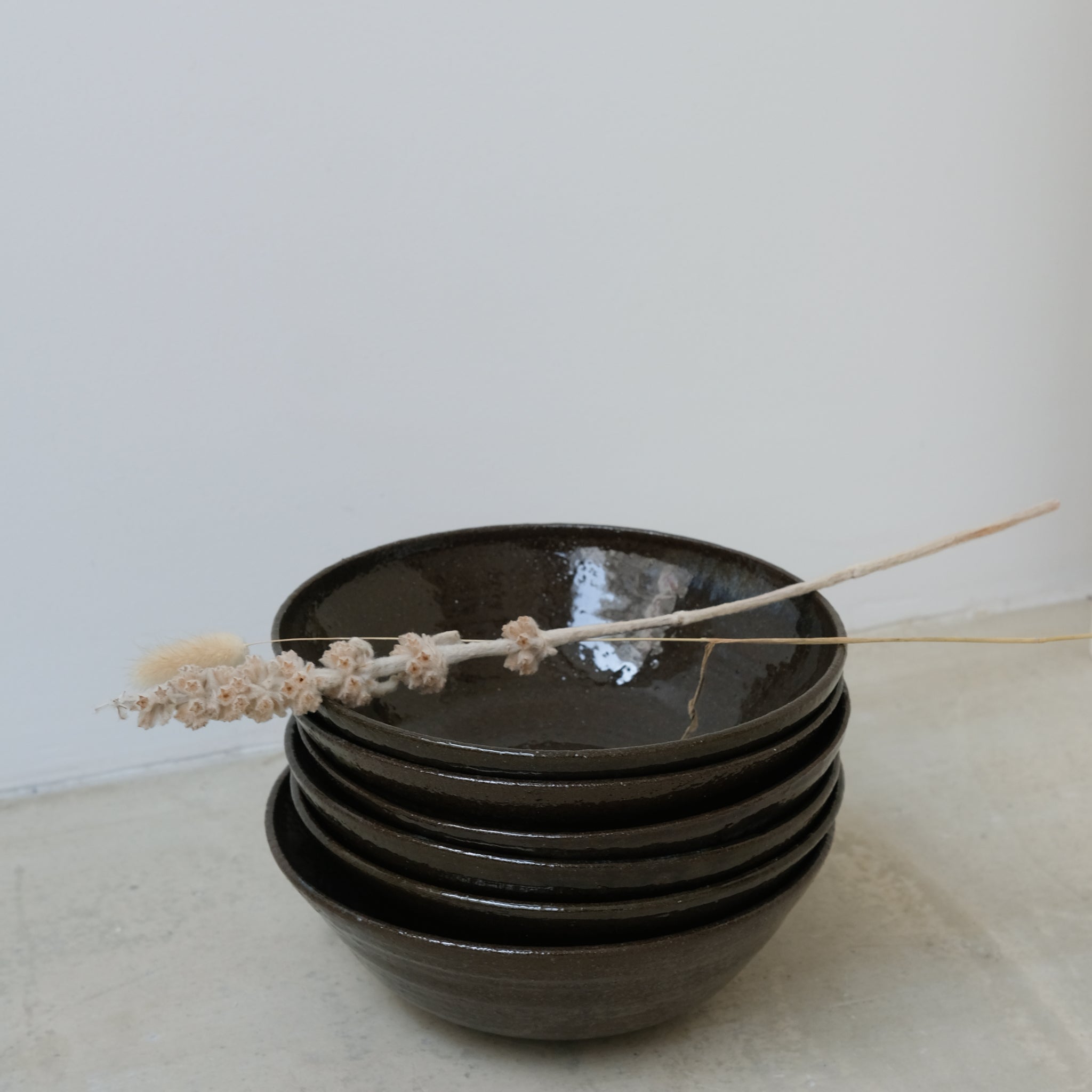 Red stoneware bowl D 19cm - Dark green