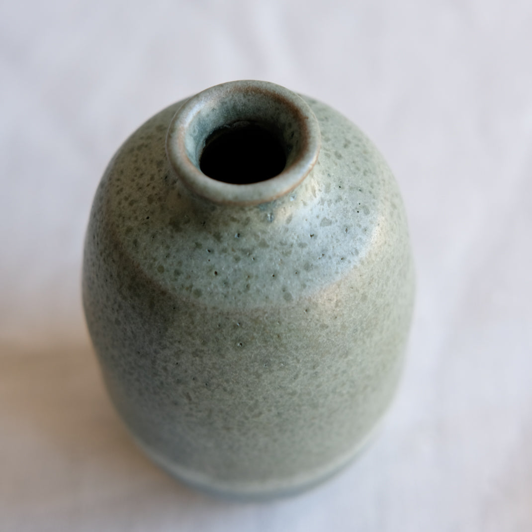 Bouteille à saké vert doux par l'atelier Setsuko chez Brutal Ceramics