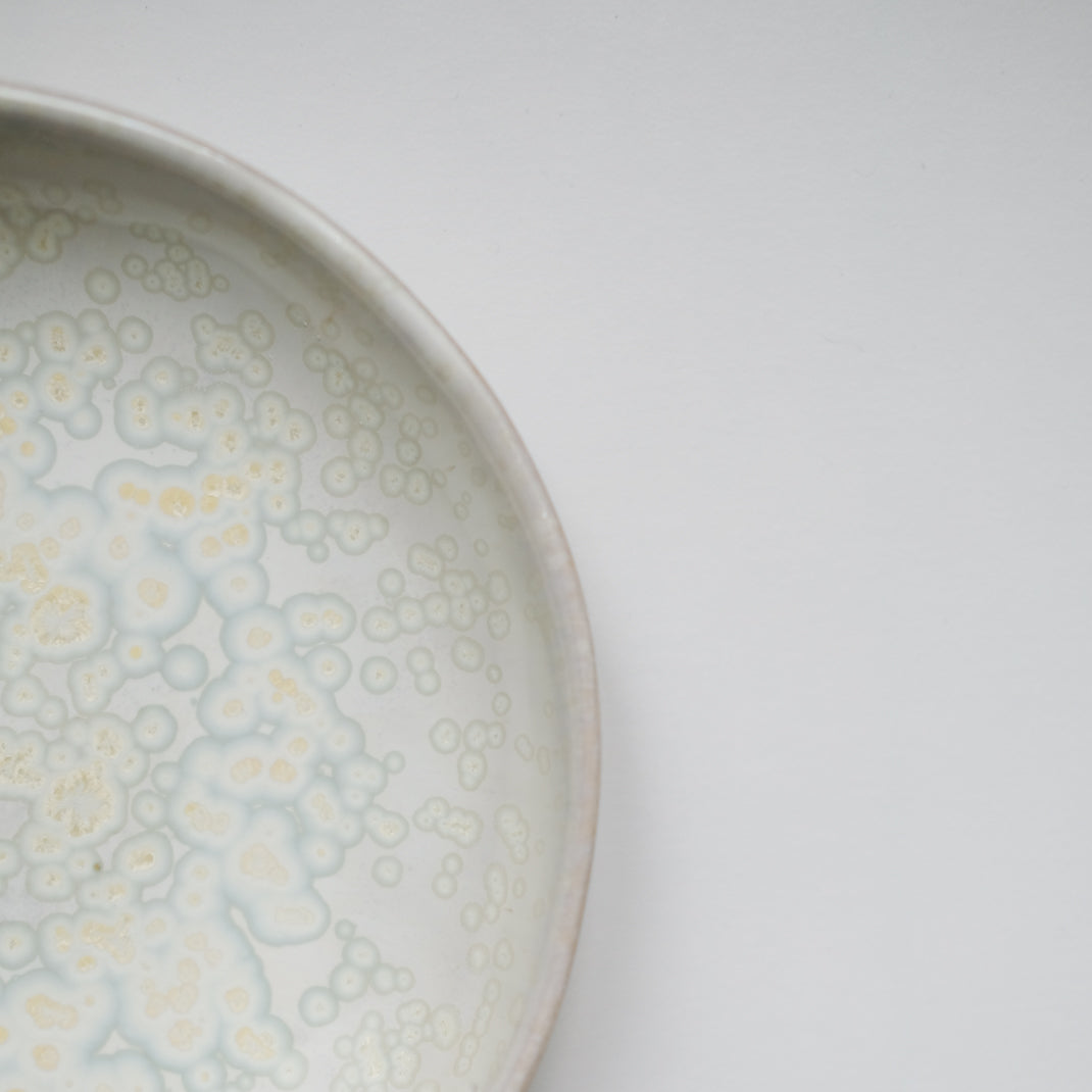 Assiette creuse nacrée réalisée par Haeghen dans son atelier parisien