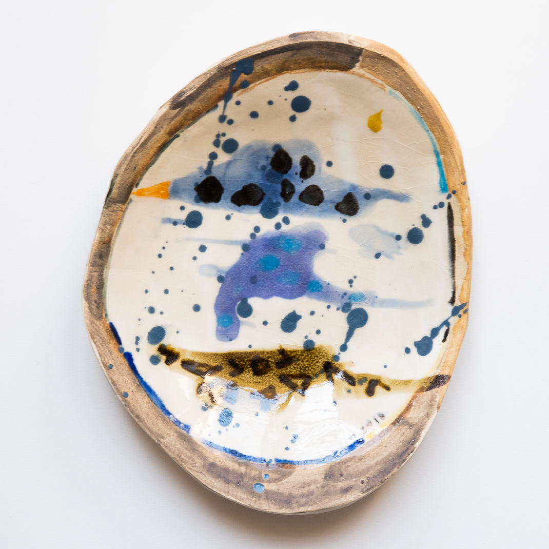 Assiette grand format, pièce unique du potier japonais Shun Kadohashi pour Brutal Ceramics