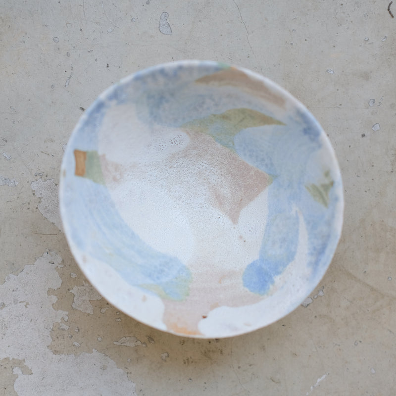 Bol 02 en grès D 15,7cm - Blanc et bleu de Motoko Saigo chez Brutal Ceramics