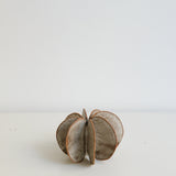 Objet Petale M en grès blanc D 10,8cm - brun mat de Motoko Saigo chez Brutal Ceramics