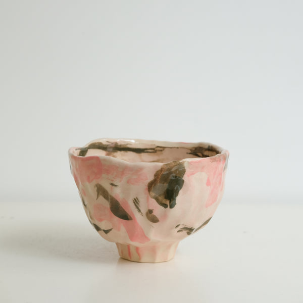 Bol en grès D13cm - vert et rose de Camille Létoffé chez Brutal Ceramics