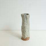 Vase 01 in stoneware H 24cm wood firing - Gray white