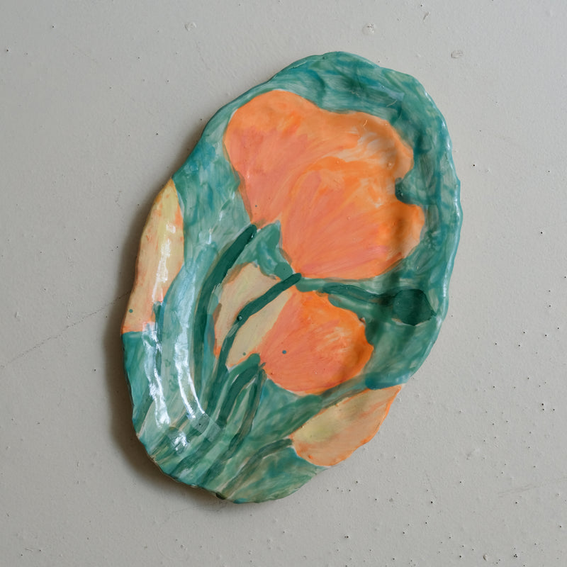 Plat SU25-14 en faïence L 34cm - multicolore Samantha Kerdine pour Brutal Ceramics
