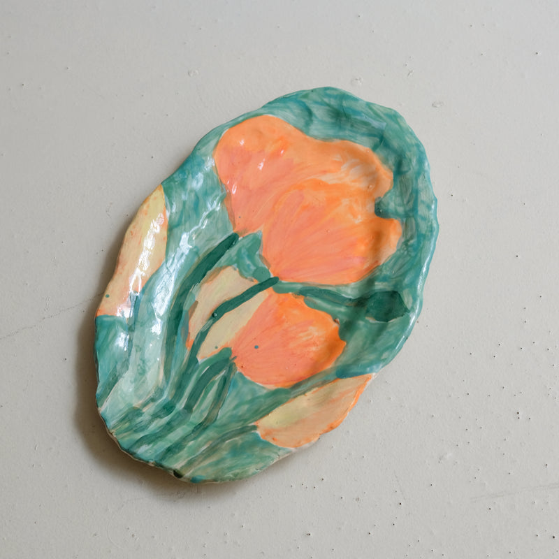 Plat SU25-14 en faïence L 34cm - multicolore Samantha Kerdine pour Brutal Ceramics