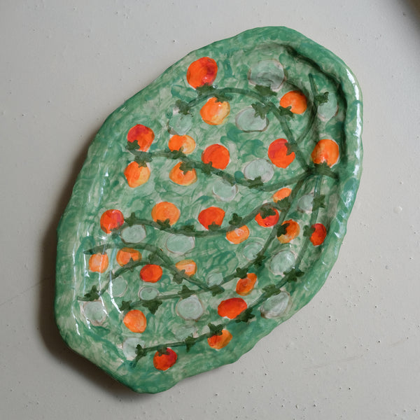 Plat SU25-01 oval en faïence L 43cm - multicolore Samantha Kerdine pour Brutal Ceramics