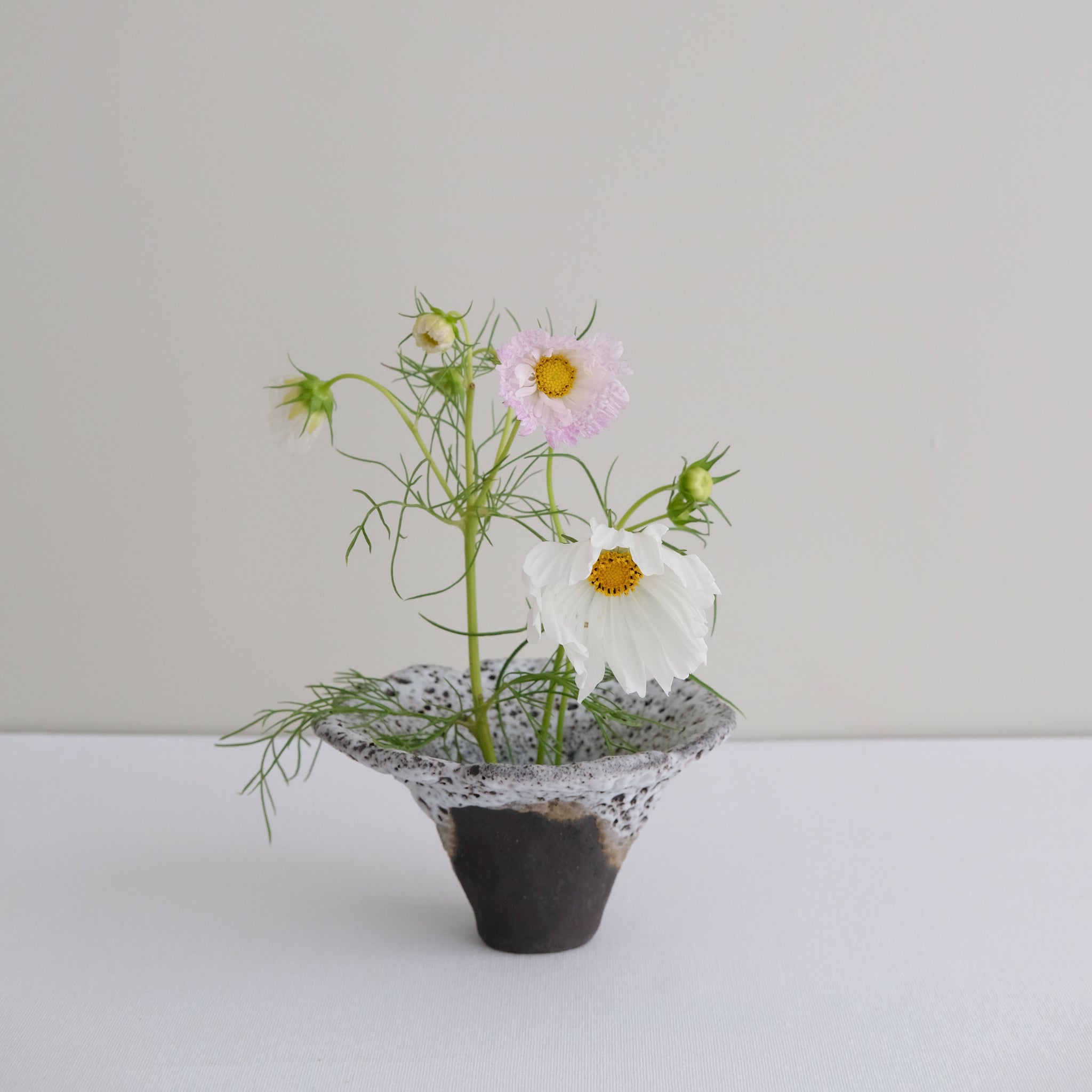 Vase 19 en grès H 11 cm - noir et blanc de Mano Mani chez Brutal Ceramics