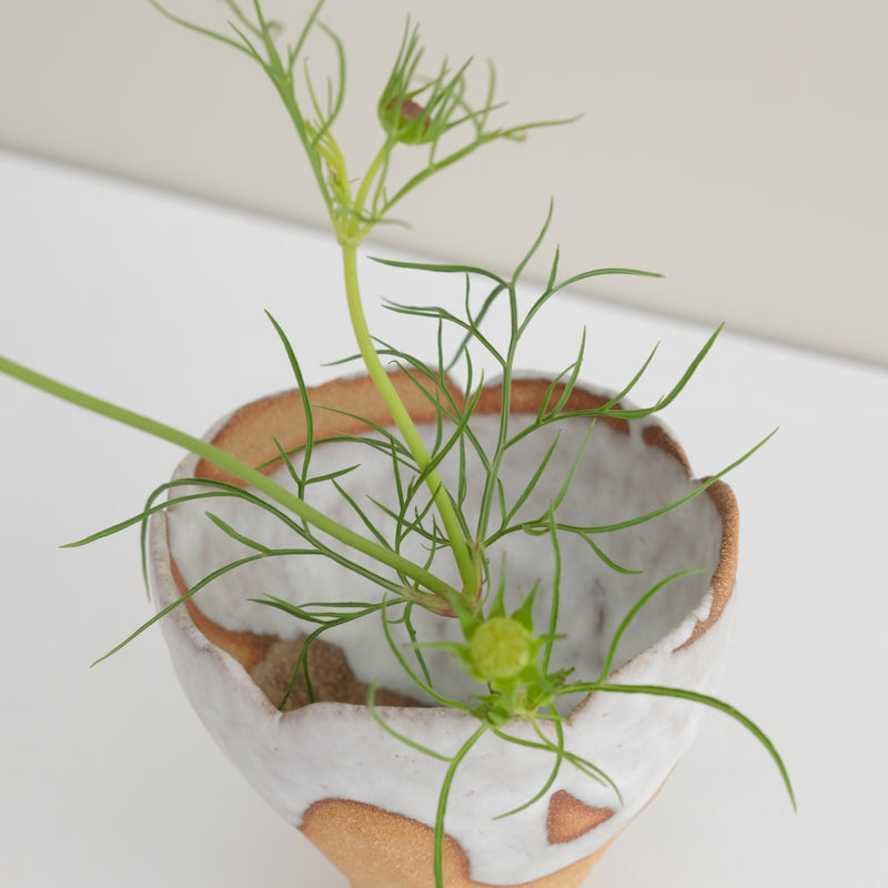 Vase 20 en grès H 11 cm - roux et blanc de Mano Mani chez Brutal Ceramics