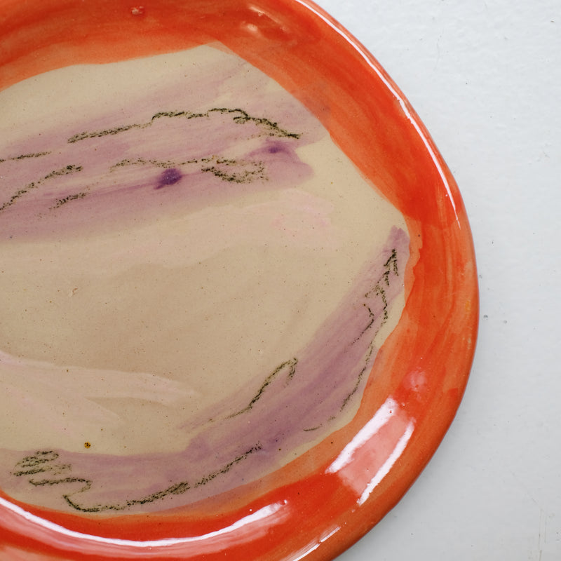 Assiette 38HB25 en faïence rouge D 19,5cm - Multicolore d'Héloise Bariol chez Brutal Ceramics