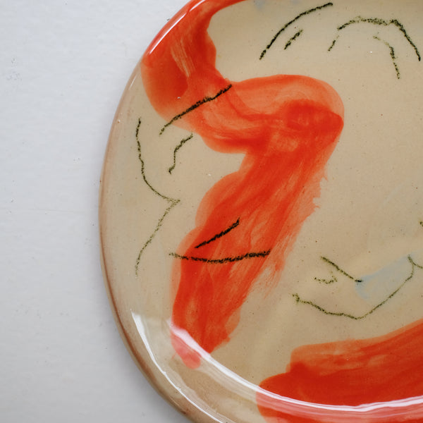 Assiette 38HB32 en faïence rouge D 19,5cm - Multicolore d'Héloise Bariol chez Brutal Ceramics