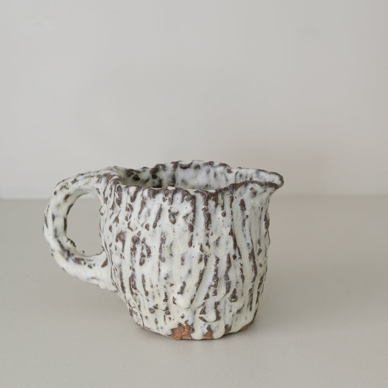 Pichet 02 en terre recoltée 400ml - blanc mat de Potry chez Brutal Ceramics