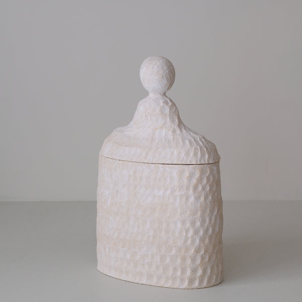 Boite en grès H 29cm - Blanc mat d'Apollonie Ceramics chez Brutal Ceramics