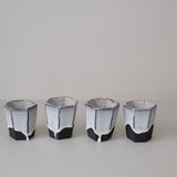 Tasse hexagonale en terre du Fuilet 200 ml - noir et blanc de Benoit Audureau chez Brutal Ceramics