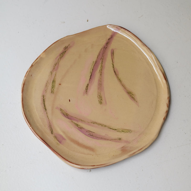 W25HB17 red earthenware plate, 25cm diameter - Multicolored