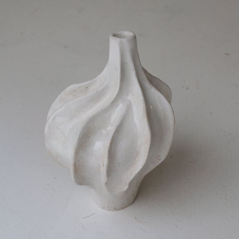 White stoneware vase "Thala" M - H 23cm - glossy white