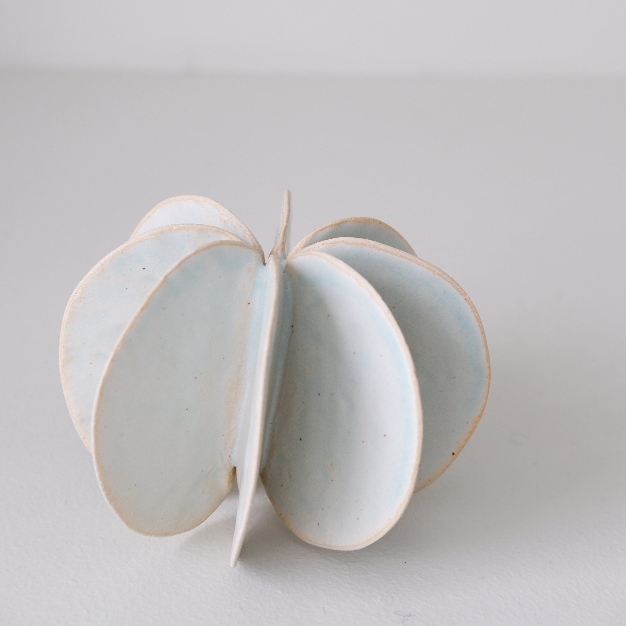 Objet Petale M en grès blanc D 10,5cm - Céladon de Motoko Saigo chez Brutal Ceramics