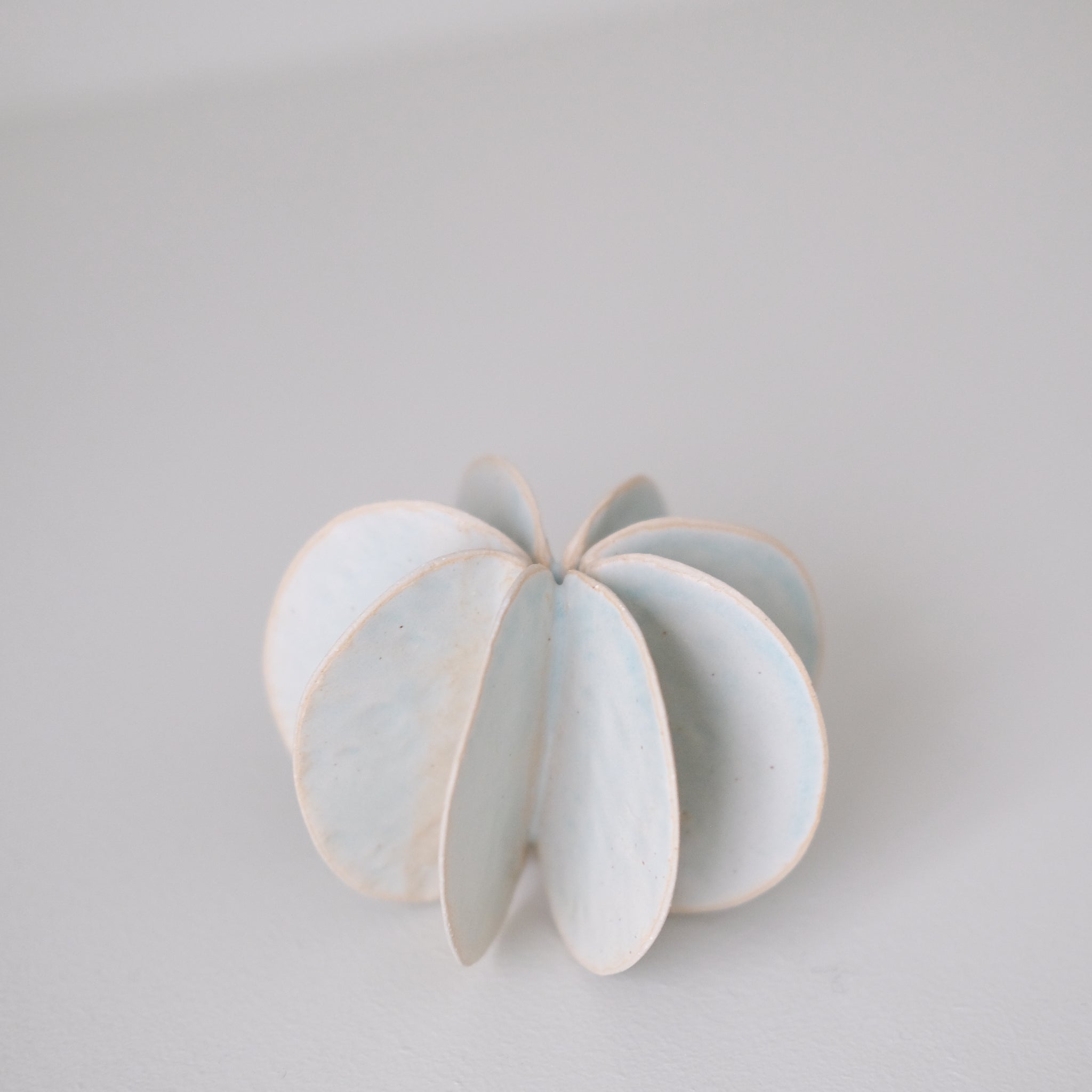 Objet Petale M en grès blanc D 10,5cm - Céladon de Motoko Saigo chez Brutal Ceramics