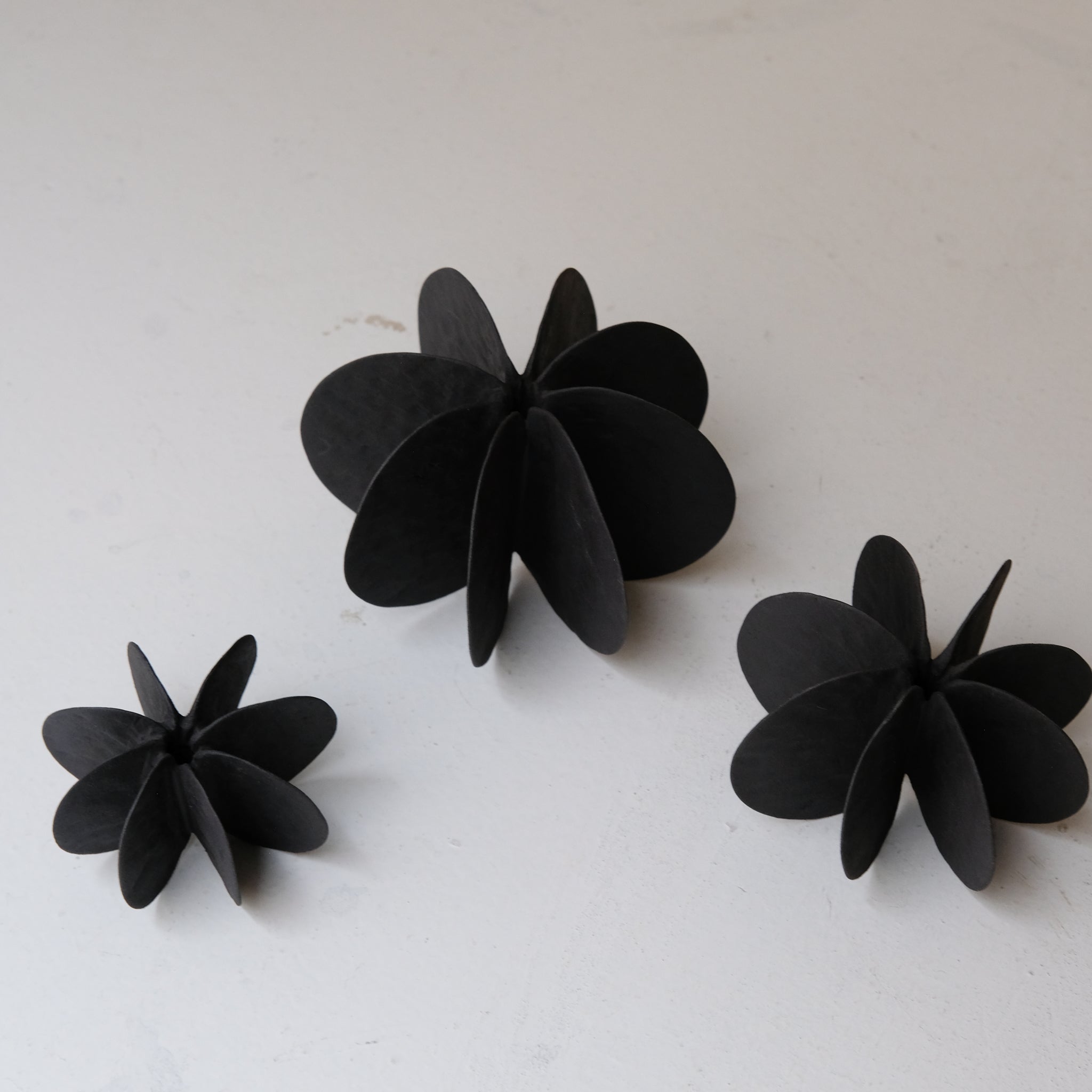 Objet Petale L en grès noir D 13,5cm - Noir mat de Motoko Saigo chez Brutal Ceramics