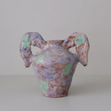 Vase 01 en faience H 21cm - violet et vert de Samantha Kerdine pour Brutal Ceramics