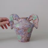 Vase 01 en faience H 21cm - violet et vert de Samantha Kerdine pour Brutal Ceramics
