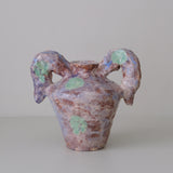 Vase 01 en faience H 21cm - violet et vert de Samantha Kerdine pour Brutal Ceramics