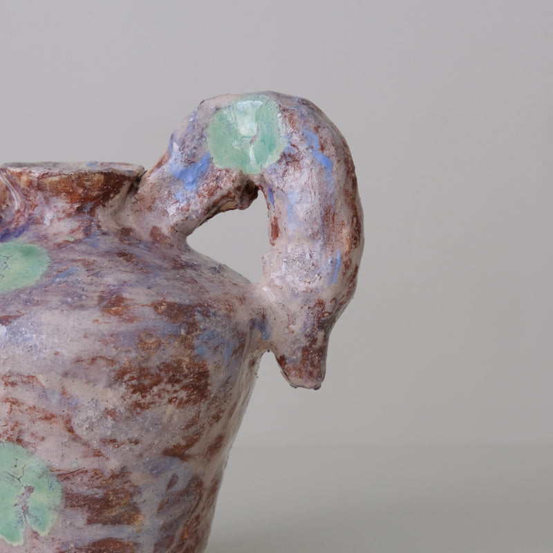 Vase 01 en faience H 21cm - violet et vert de Samantha Kerdine pour Brutal Ceramics