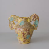 Vase 02 en faience H 21cm - jaune et vert de Samantha Kerdine pour Brutal Ceramics