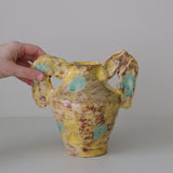 Vase 02 en faience H 21cm - jaune et vert de Samantha Kerdine pour Brutal Ceramics