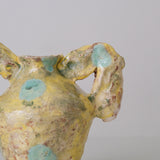 Vase 02 en faience H 21cm - jaune et vert de Samantha Kerdine pour Brutal Ceramics