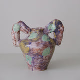 Vase 03 en faience H 21cm - violet foncé et vert de Samantha Kerdine pour Brutal Ceramics