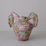 Vase 03 en faience H 21cm - violet foncé et vert de Samantha Kerdine pour Brutal Ceramics