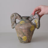 Vase 04 en faience H 21cm - vert violet et jaune de Samantha Kerdine pour Brutal Ceramics