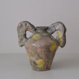 Vase 04 en faience H 21cm - vert violet et jaune de Samantha Kerdine pour Brutal Ceramics