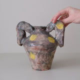 Vase 04 en faience H 21cm - vert violet et jaune de Samantha Kerdine pour Brutal Ceramics