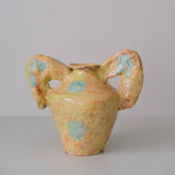 Vase 05 en faience H 21cm - jaune orangé et vert de Samantha Kerdine pour Brutal Ceramics