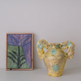 Vase 02 en faience H 21cm - jaune et vert de Samantha Kerdine pour Brutal Ceramics