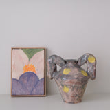 Vase 04 en faience H 21cm - vert violet et jaune de Samantha Kerdine pour Brutal Ceramics