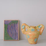 Vase 05 en faience H 21cm - jaune orangé et vert de Samantha Kerdine pour Brutal Ceramics