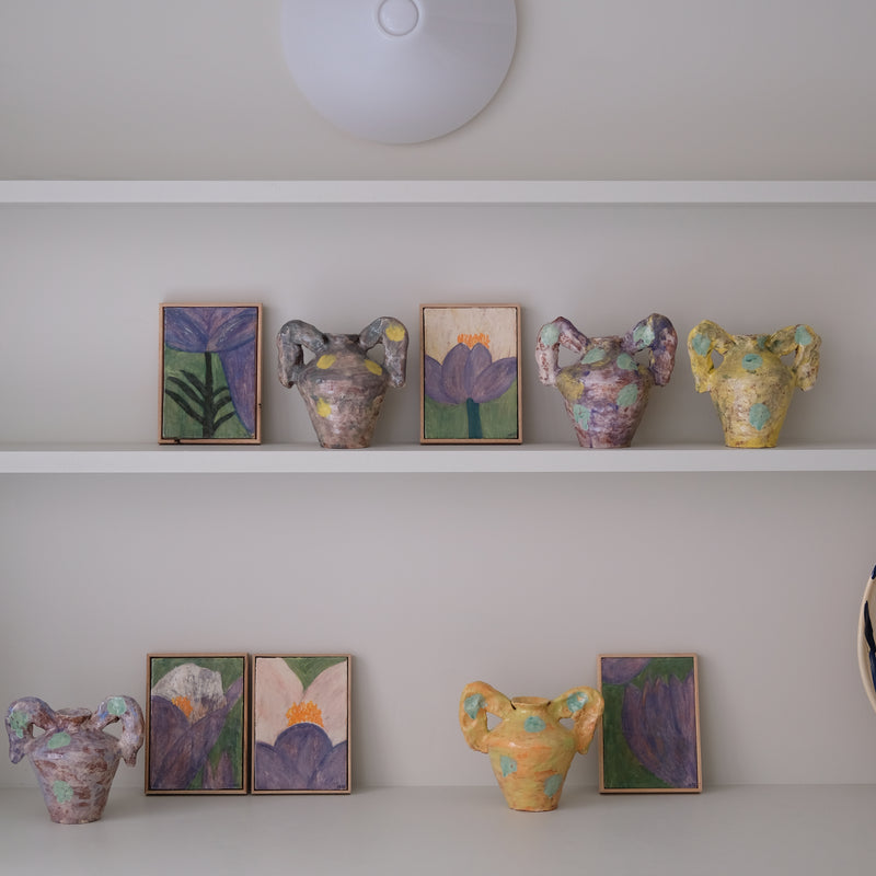 Vase 02 en faience H 21cm - jaune et vert de Samantha Kerdine pour Brutal Ceramics